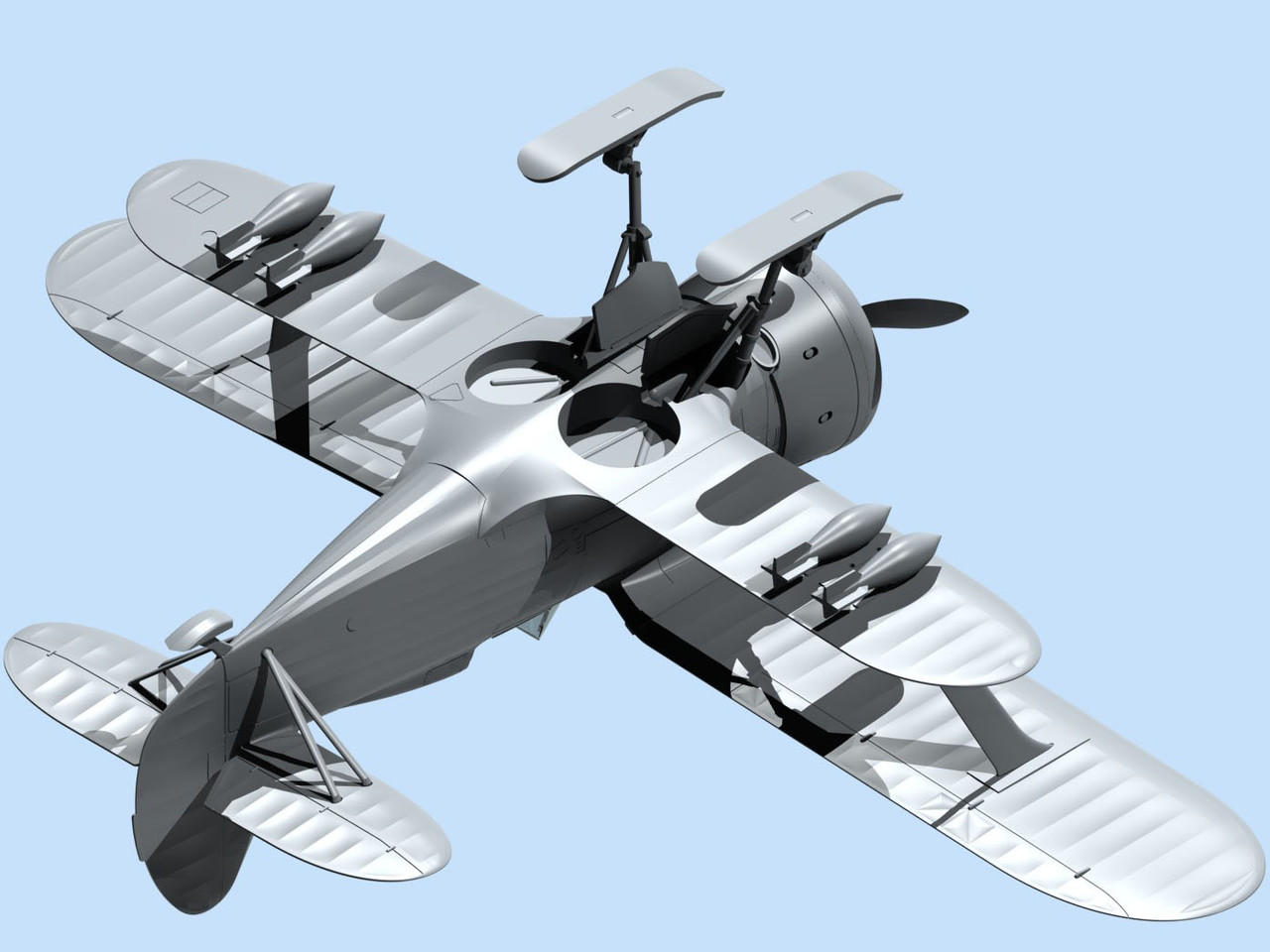 1/48 ICM I-153, WWII Soviet Biplane Fighter (winter version