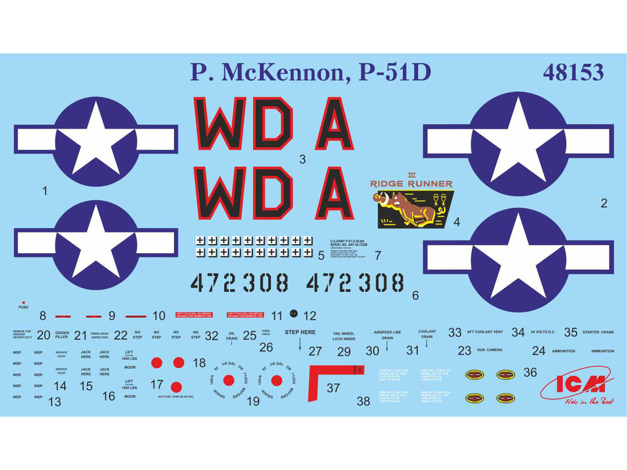 1/48 ICM Mustang P-51D with USAAF Pilots and Ground Personnel