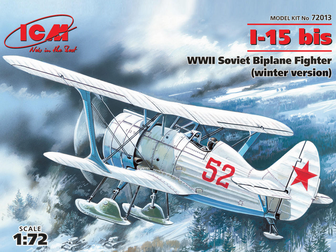 1/72 ICM I-15 bis, WWII Soviet Biplane Fighter (winter version