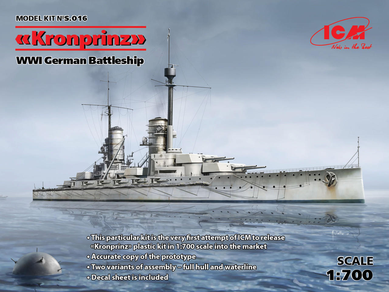 1/700 ICM Kronprinz (full hull & waterline), WWI German Battleship