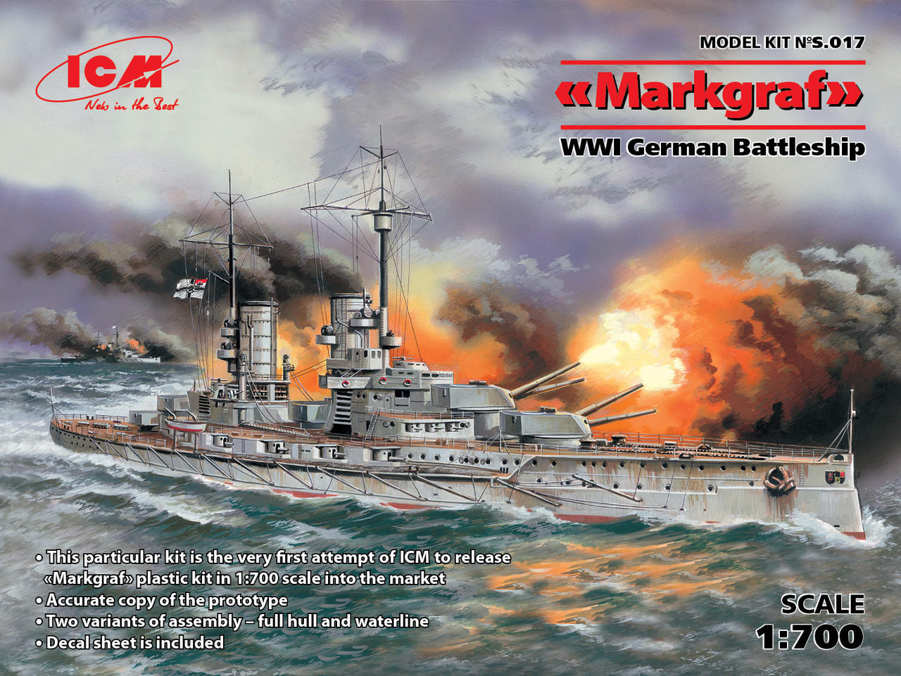 □Navy Museum of Kronborg□１９１８年◇２０.５cm◇ 1/700 ICM Markgraf (full hull & waterline), WWI German