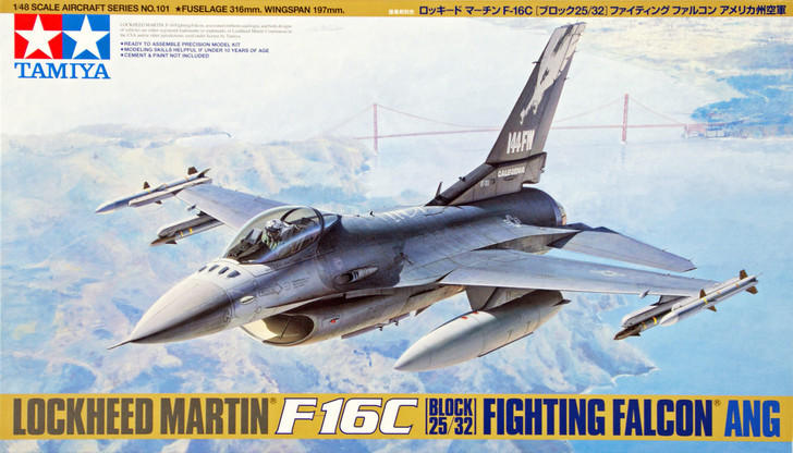 1/48 Tamiya F-16C Block 25/32 Falcon Plastic Model Kit - Squadron.com
