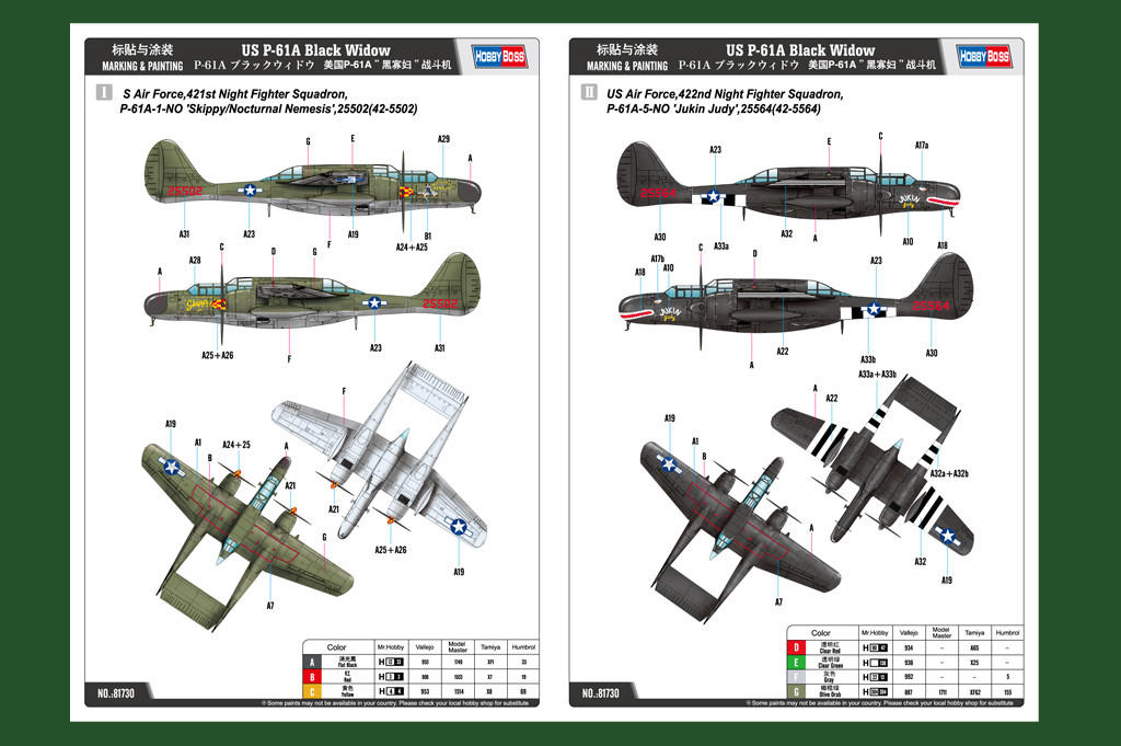 ノースロップ P-61A ブラックウィドウ 1/48 1/48 Hobby Boss P-61A Black Widow - Squadron.com