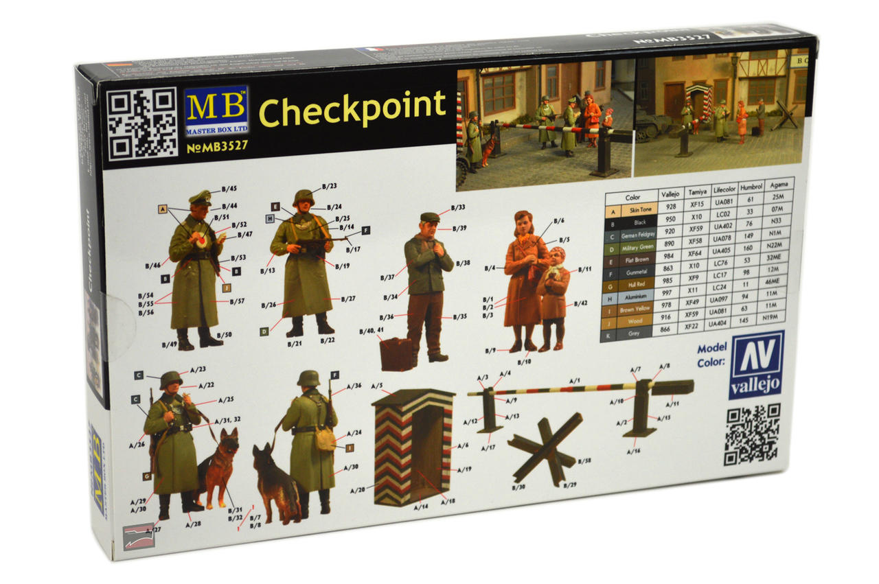 1/35 Master Box Checkpoint German Soldiers & Civilians w/Sentry Box Plastic  Model Kit