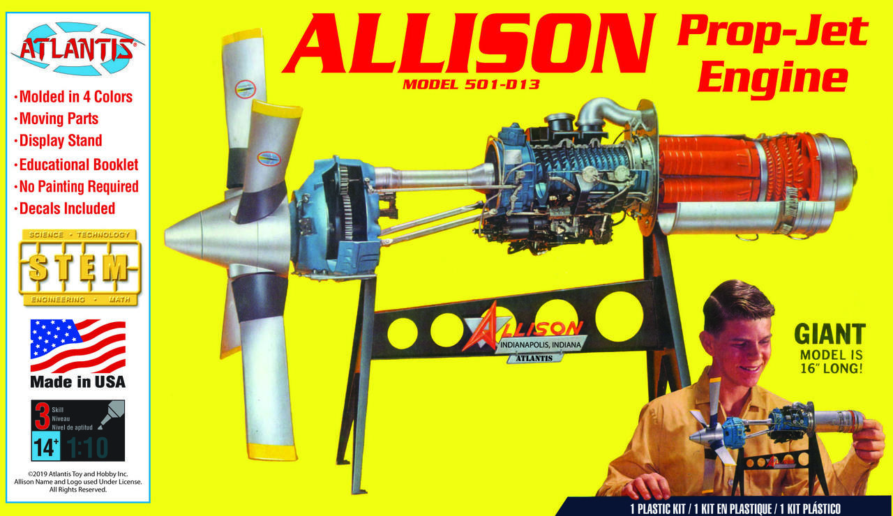 1/10 Atlantis Models Allison 501-D13 Prop Jet Aircraft Engine