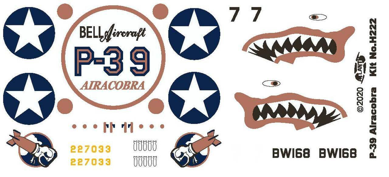 1/46 Atlantis P-39 Bell Airacobra WWII Fighter Plastic Model Kit