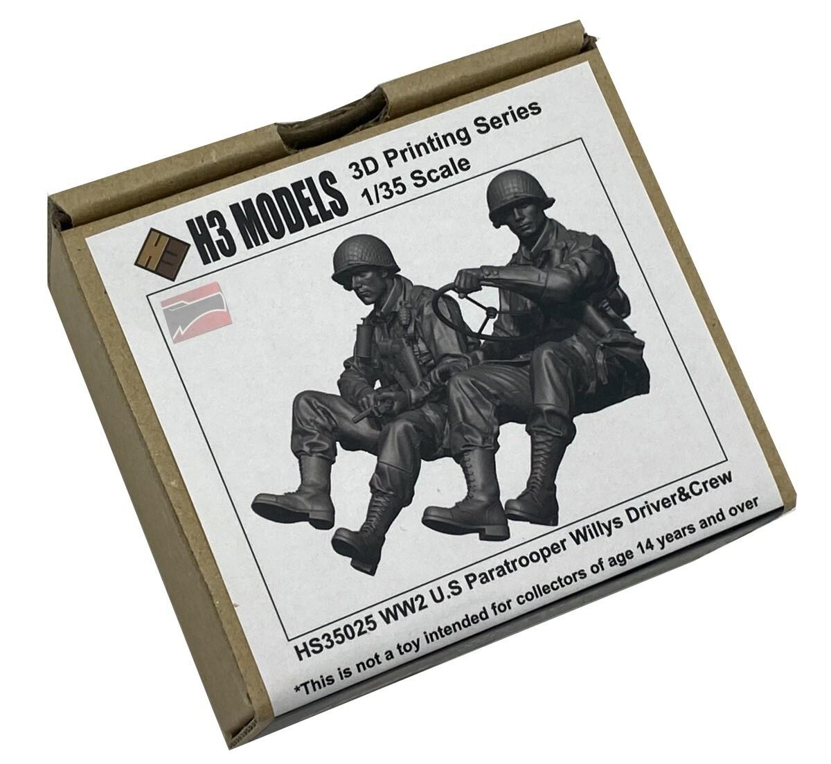 1/35 H3 Models WWII US Paratrooper Willys Driver & Crew Resin