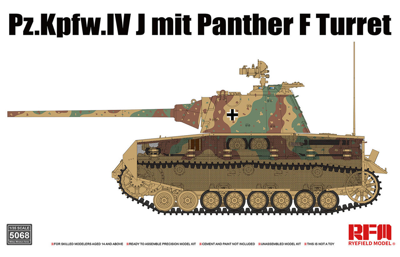 1/35 Pz.IV J mit Panzer F Turret 完成品 1/35 Ryefield Model Pz.Kpfw.IV J mit Panther F Tur - Squadron.com