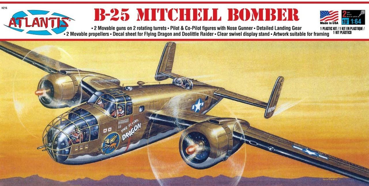 1/64 Atlantis B-25 Mitchell Bomber Plastic Model Kit - Squadron.com