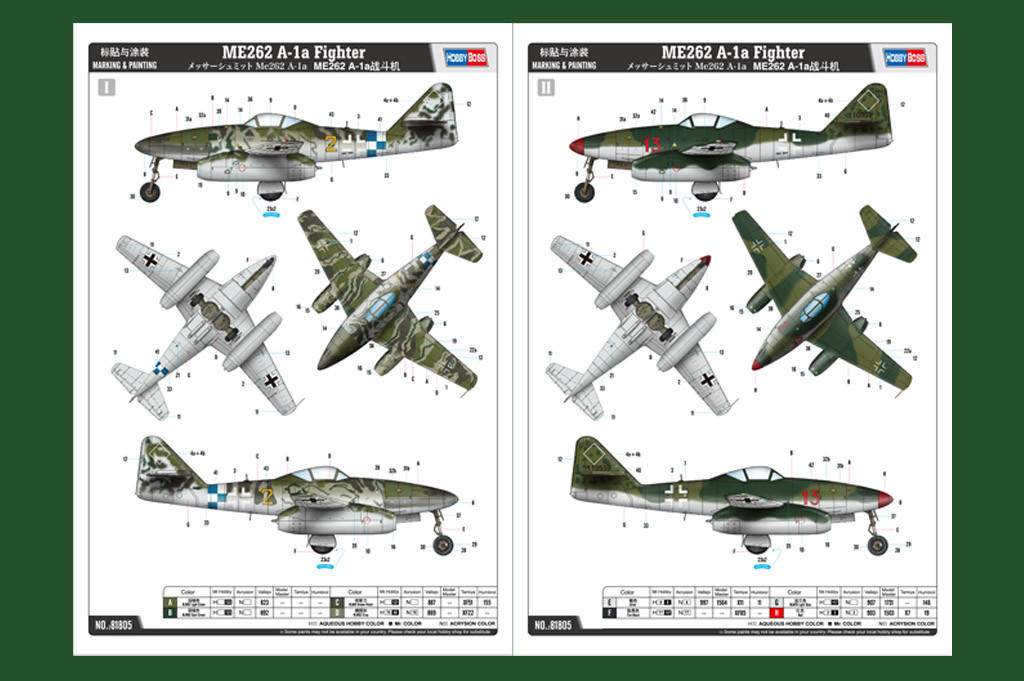 1/18 Hobby Boss Me 262 Fighter - HY81805 - Squadron.com