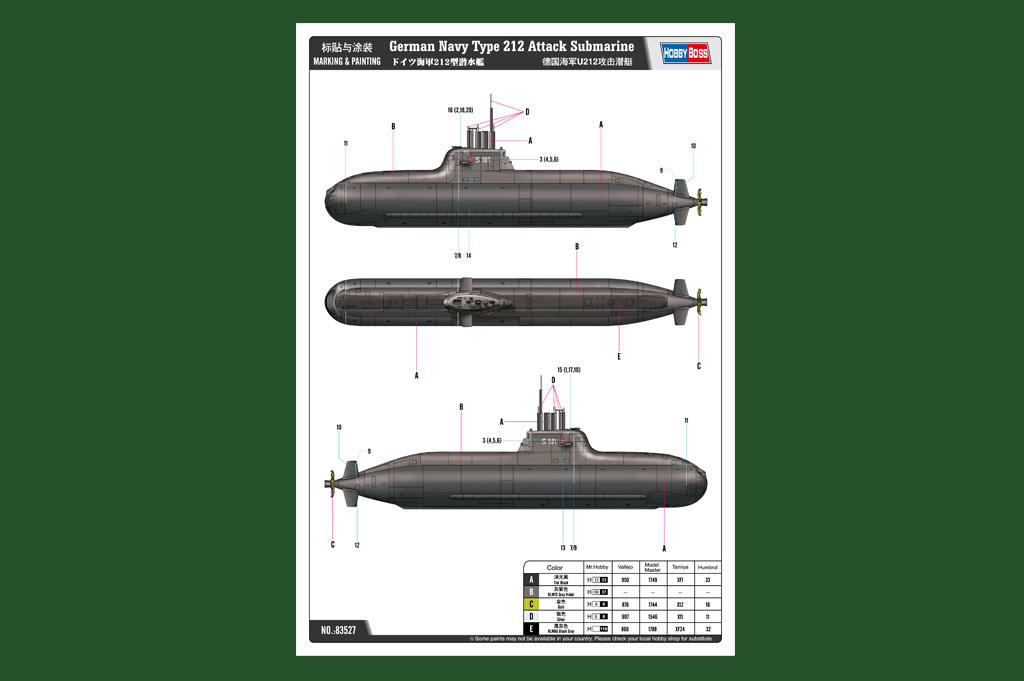 1/350 Hobby Boss German Navy Type 212 Attack Submarine