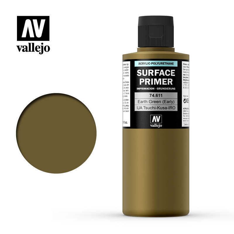 Vallejo Paint 200ml Bottle IJA Earth Green (Early) Surface Primer 