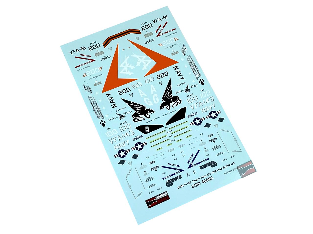 1/48 Squadron Decals - F/A-18E Super Hornets Pukin Dogs