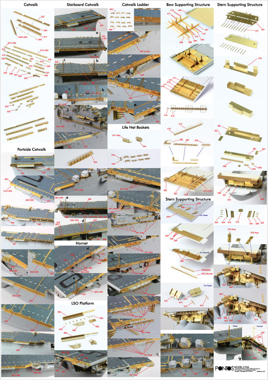 1/350 Pontos Model USS CV-9 Essex 1943 Detail up set - Squadron.com