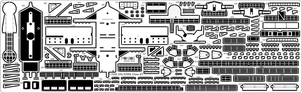 1/350 Pontos Model USS BB-64 Wisconsin 1991 Detail up set