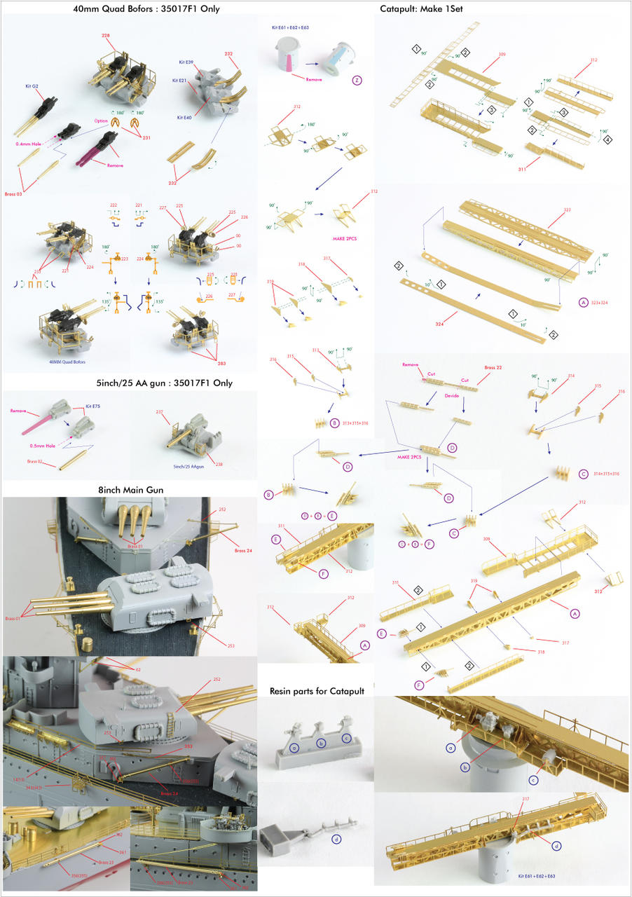 1/350 Pontos Model USS CA-35 Indianapolis 1945 Detail up set for