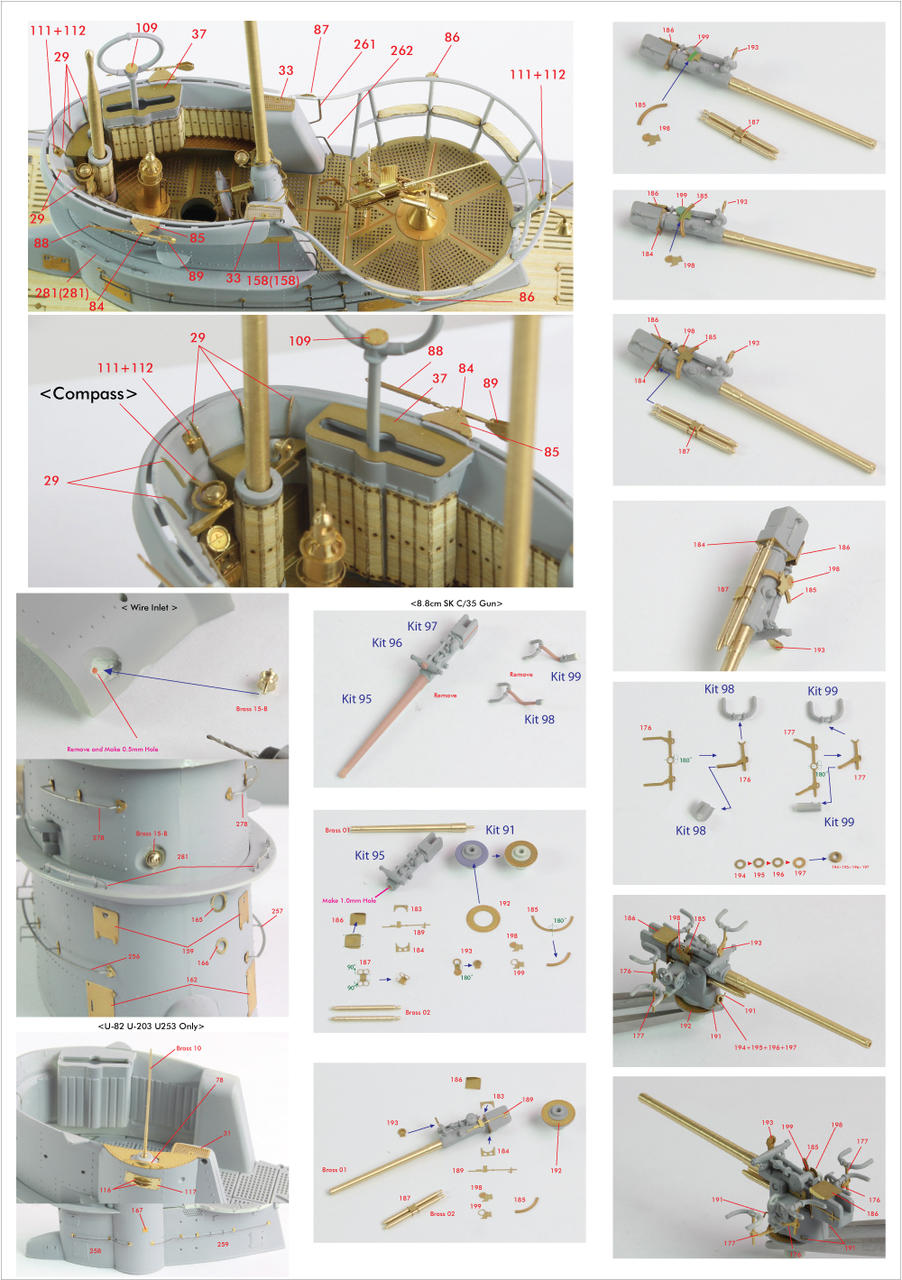 1/72 Pontos Model U-Boot Type VII C Submarine Detail up set