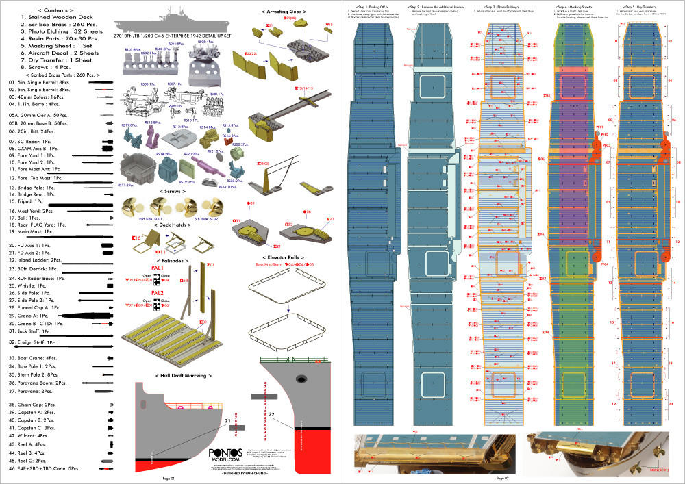 1/200 Pontos Model USS CV-6 Enterprise 1942 Detail up set (20B