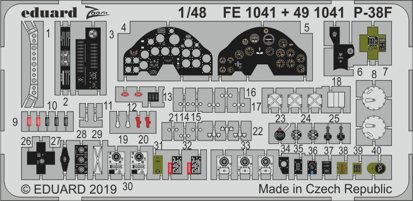 1/48 Eduard P-38F Lightning Photo Etch for Tamiya 