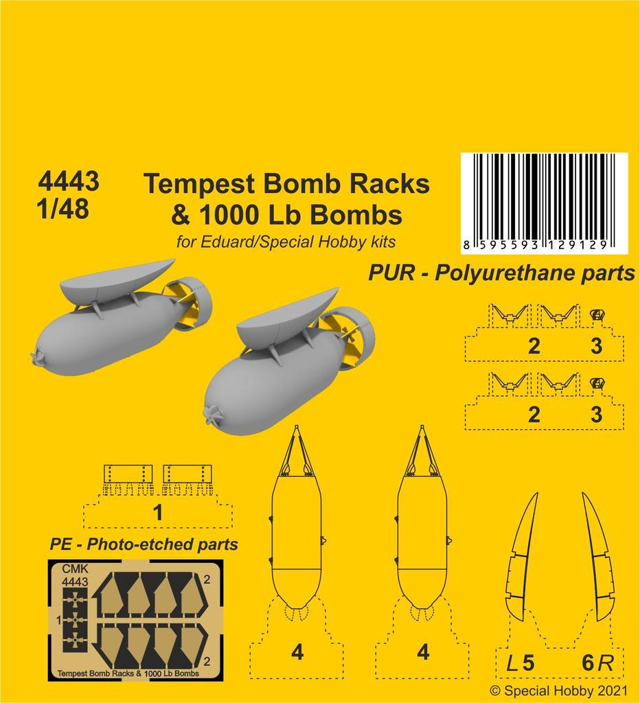 1/48 CMK Tempest Bomb Racks & 1000 Lb Bombs Resin - Squadron.com