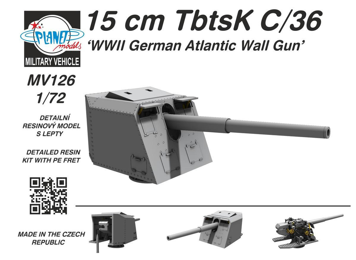 1/72 CMK 15 cm TbtsK C/36 WWII German Atlantic Wall Gun Resin