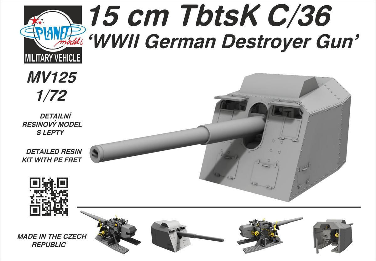 1/72 CMK 15 cm TbtsK C/36 WWII German Destroyer Gun Resin