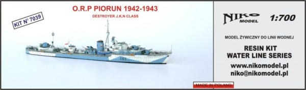 1/700 Niko Model Polish Destroyer Piorun 1942 - Squadron.com