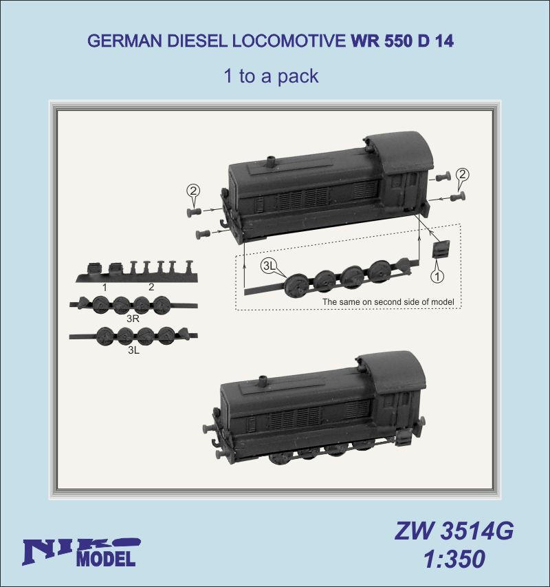 1/350 Niko Model German Diesel Locomotive WR 550 D 14 (1 Per Pack