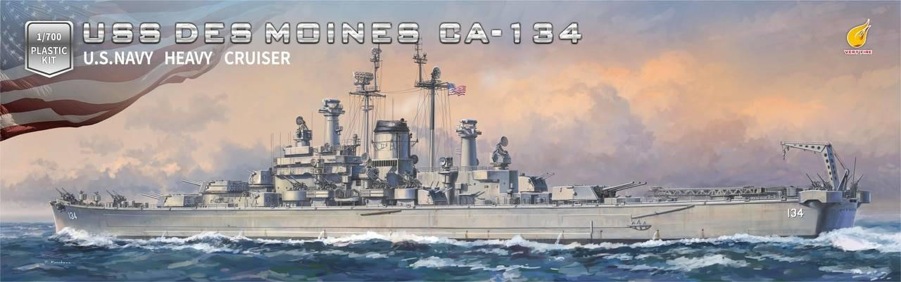 USS Des Moines CA-134 プラスチックモデルキット 1/700 Very Fire USS Navy Heavy Cruiser USS Des Moines CA-134