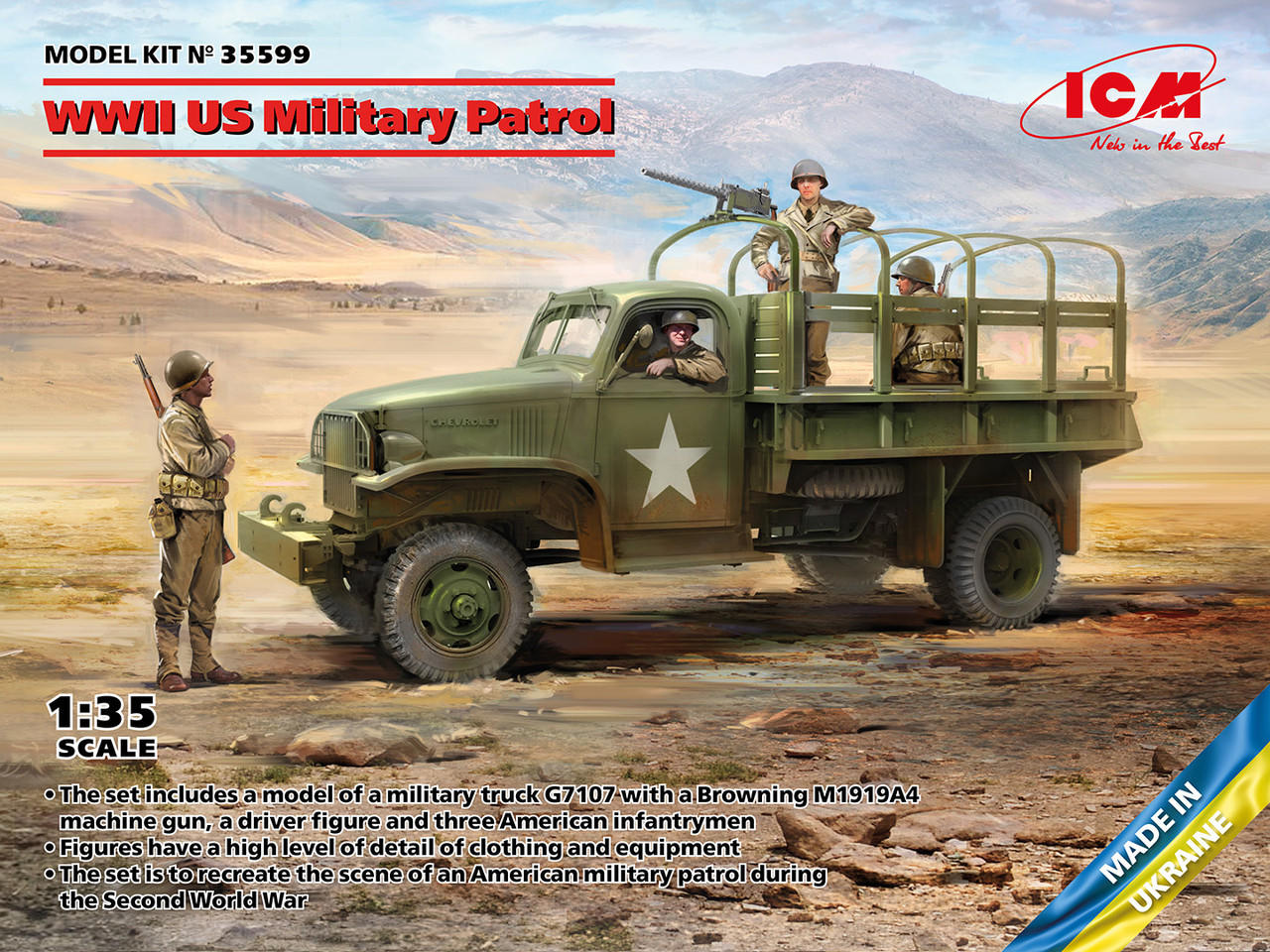 1/35 ICM WWII US Military Patrol (G7107 with MG M1919A4