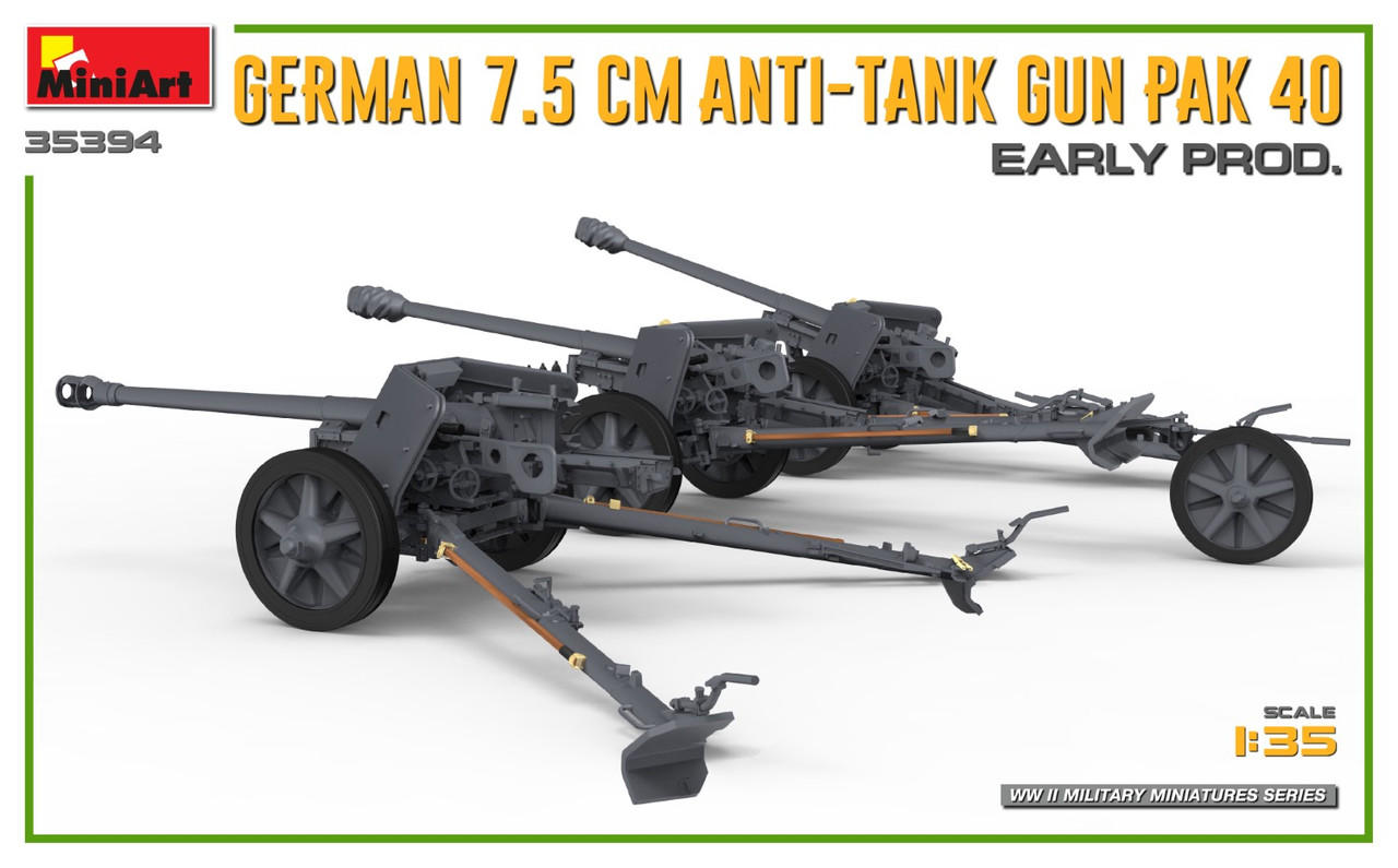 1/35 Miniart German 7.5cm Anti-Tank Gun Pak 40 Early Production