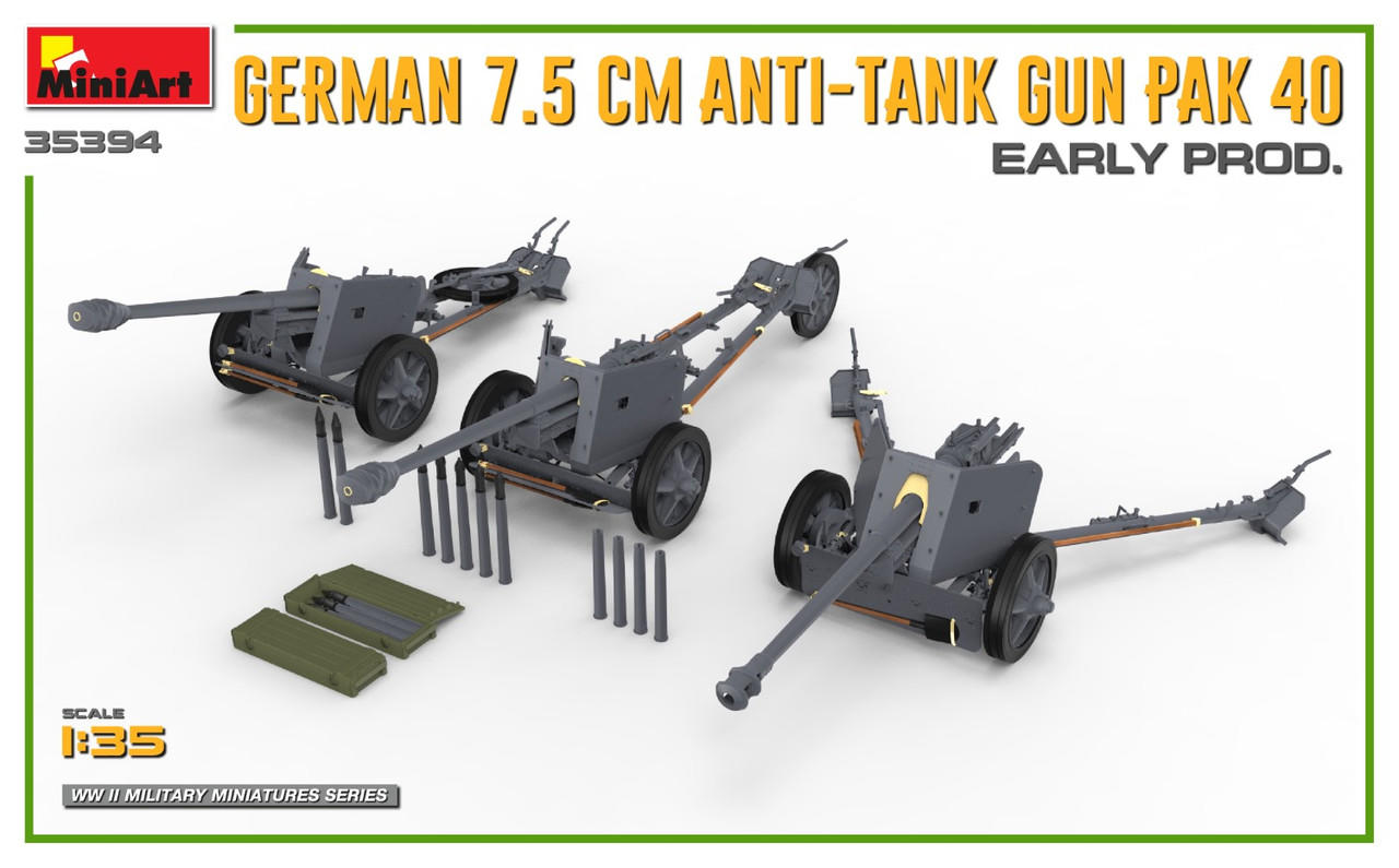 1/35 Miniart German 7.5cm Anti-Tank Gun Pak 40 Early Production