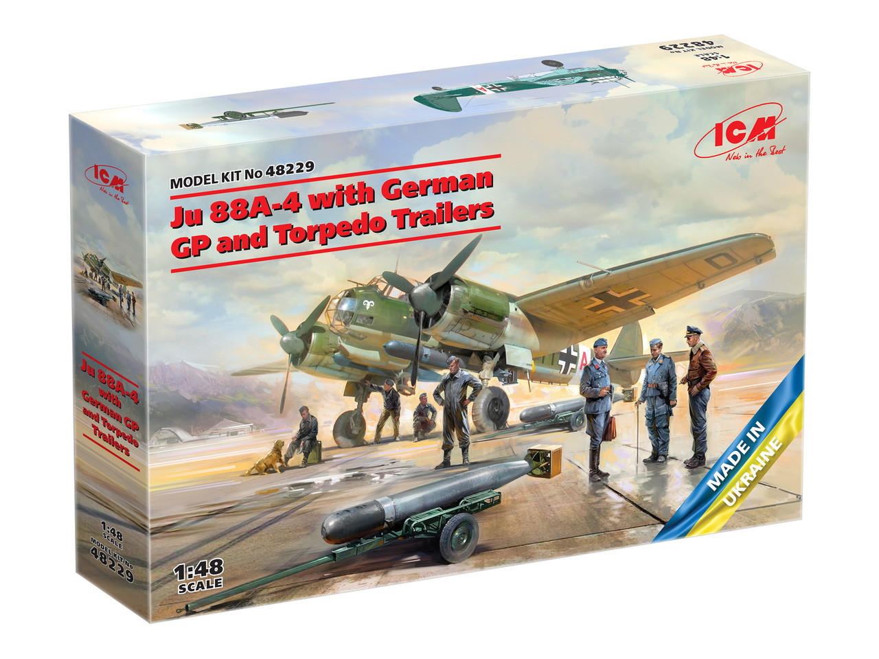 1/48 ICM Ju 88A-4 with German Ground Personnel and Torpedo
