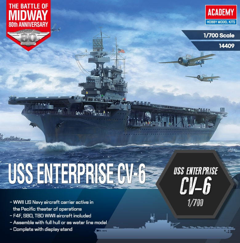 1/700 Academy USS CV-6 Enterprise Battle of Midway - Squadron.com