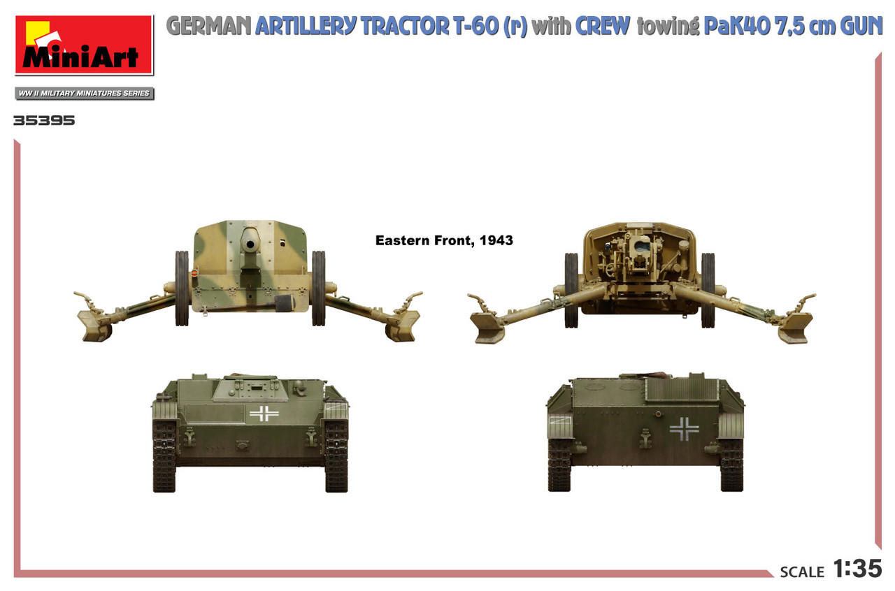 1/35 Miniart German Artillery Tractor T-60 (r) w/PaK40 Gun
