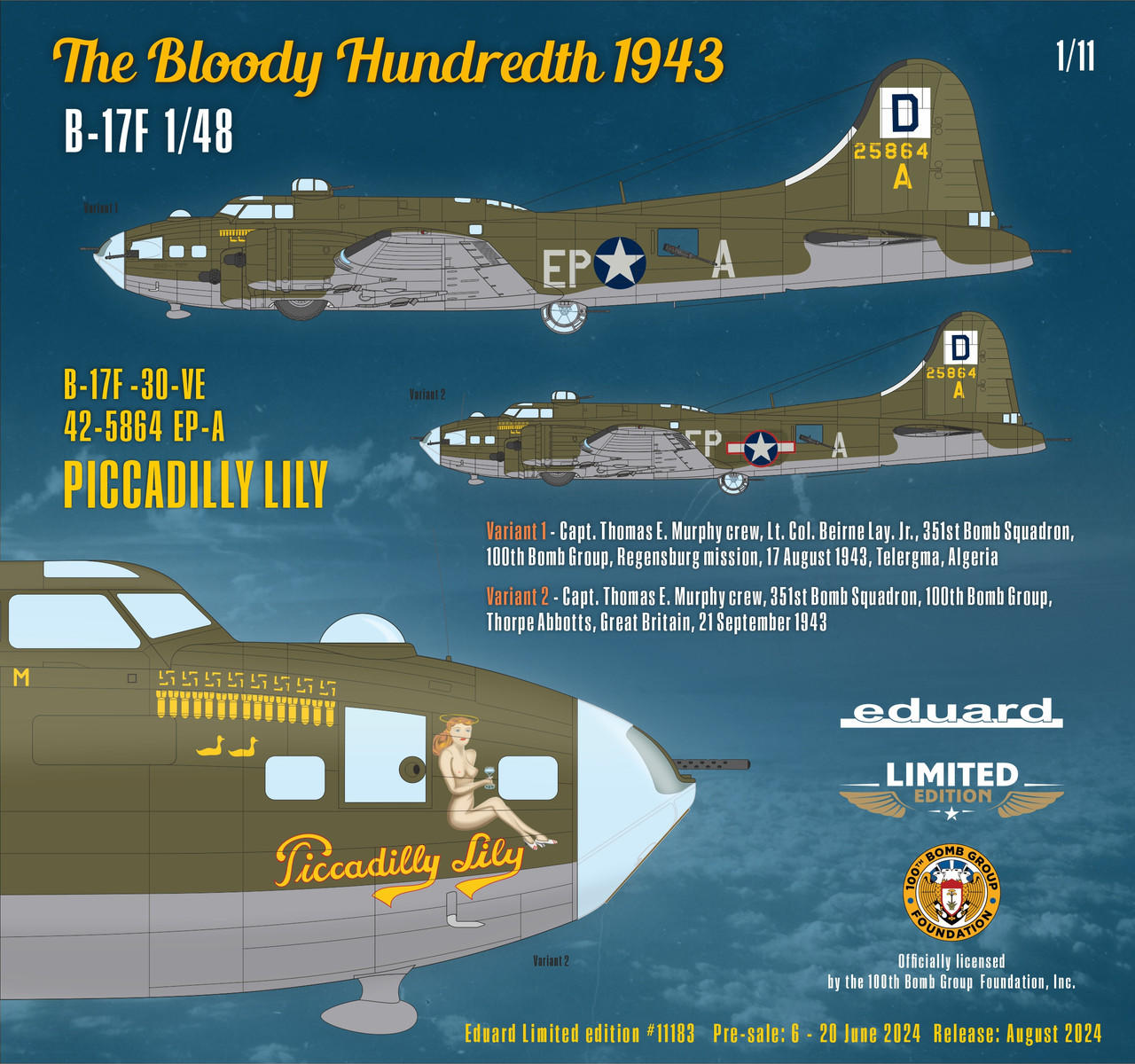 1/48 Eduard The Bloody Hundredth 1943 B-17F Flying Fortress Super 