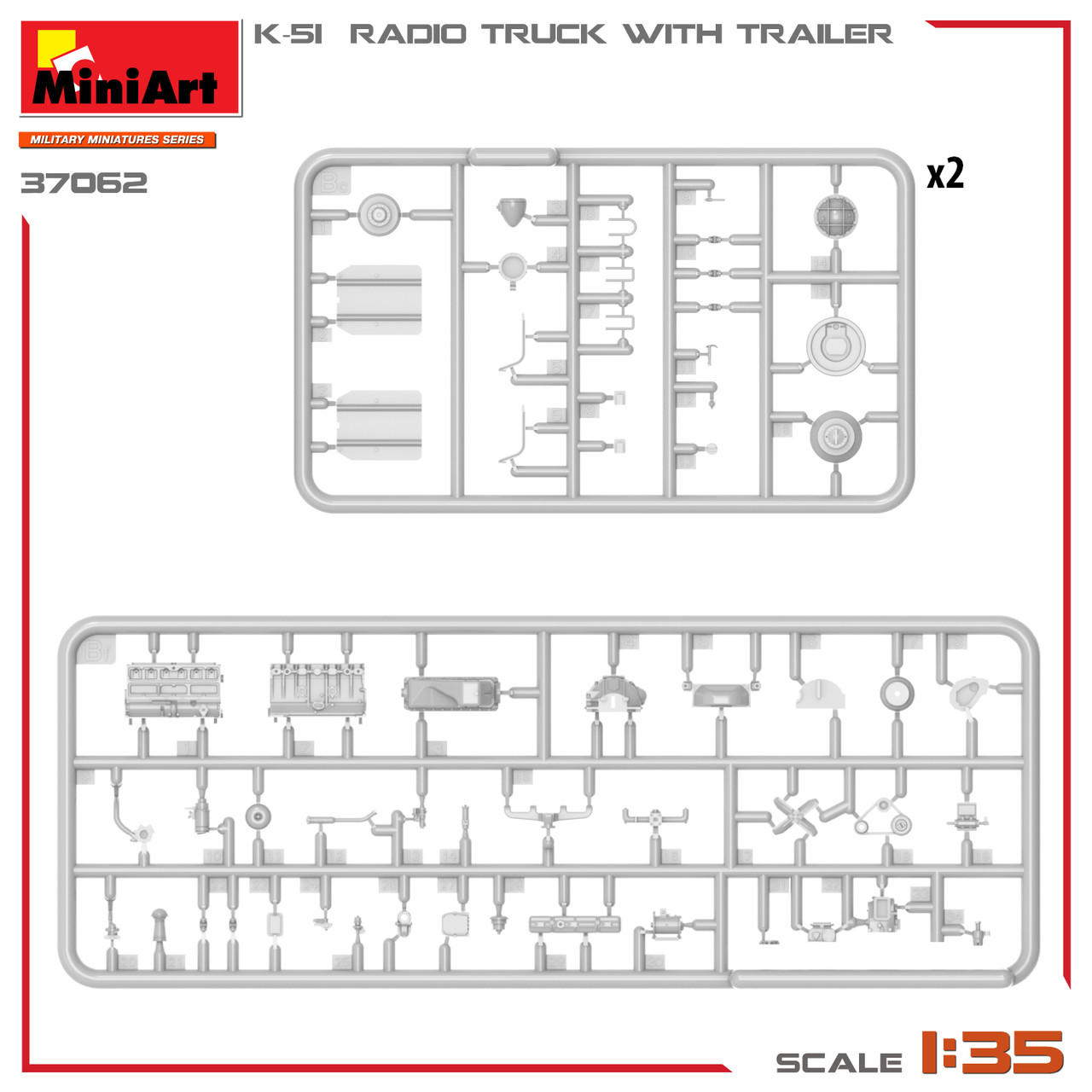 1/35 Miniart K-51 Radio Truck With Trailer Plastic Model Kit