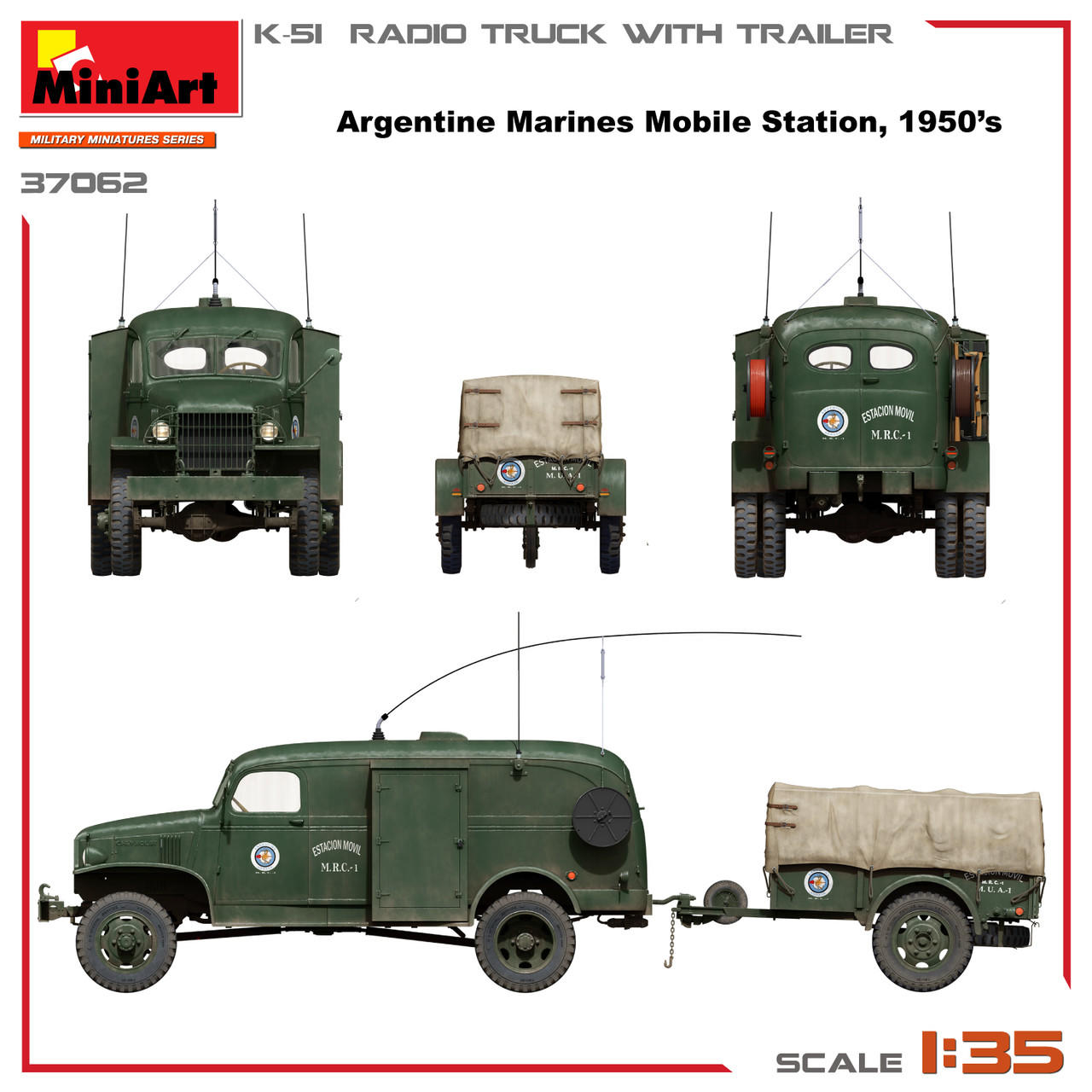 1/35 Miniart K-51 Radio Truck With Trailer Plastic Model Kit