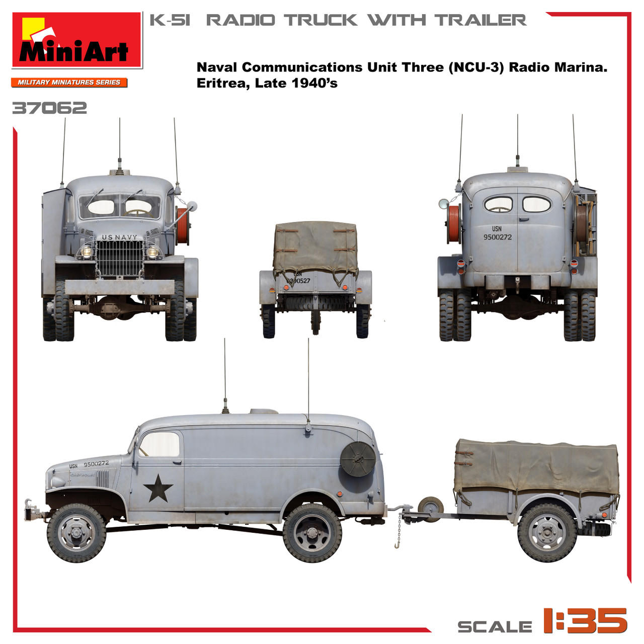 1/35 Miniart K-51 Radio Truck With Trailer Plastic Model Kit