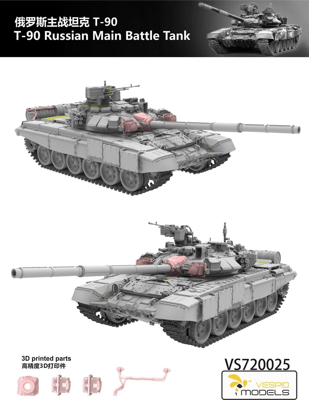 1/72 Vespid T-90 Russian Main Battle Tank w/3D printed parts