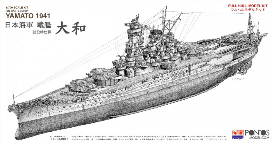 1/700 Pontos Model IJN Battleship Yamato 1941 Plastic Model