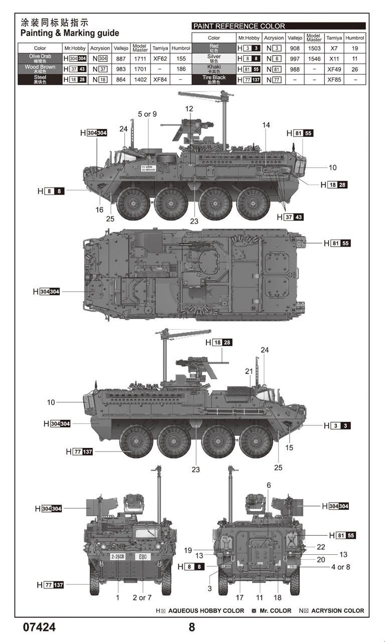 1/72 Trumpeter US Army M1131 Stryker FSV Plastic Model Kit