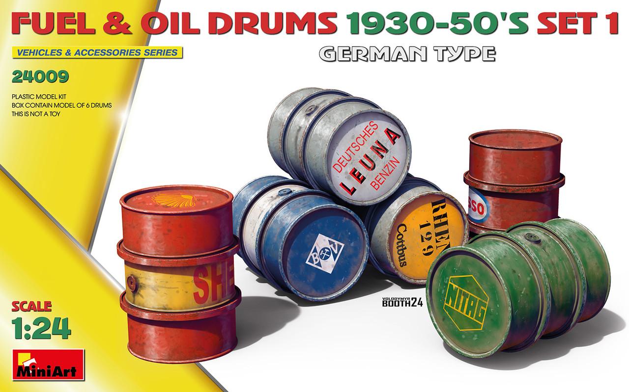 40s 50s vintage 分子モデルキット アトミック 1/24 Miniart Fuel & Oil Drums 1930-50's Set.1 German Type