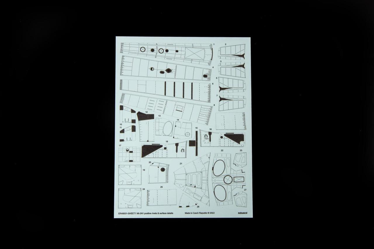 1/48 Eduard Mi-24V positive rivets & surface details for ZVEZDA