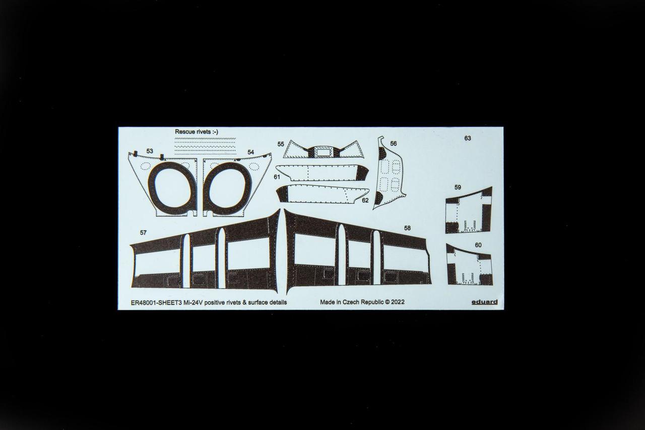 1/48 Eduard Mi-24V positive rivets & surface details for ZVEZDA