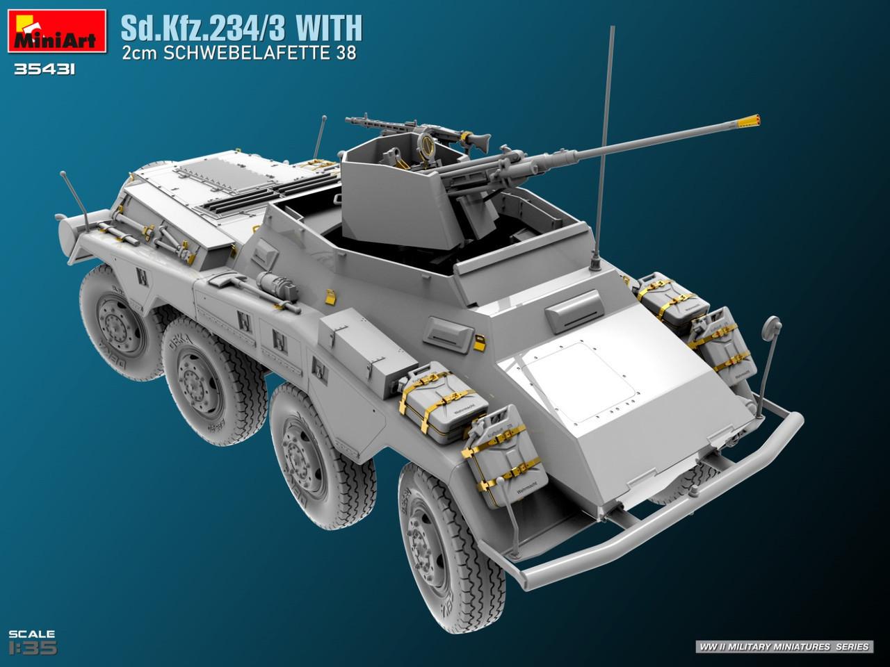 schwerer Wehrmachtsschlepper 1/35 未組立キット 1/35 Miniart Sd.Kfz.234/3 SCHWERER PANZERSPAHWAGEN STUMMEL Plastic
