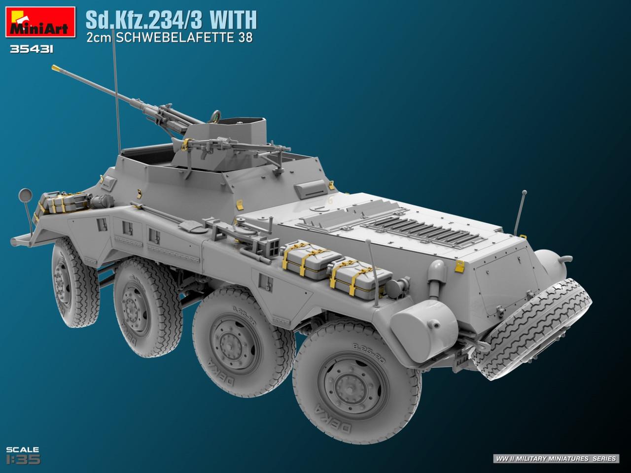1/35 Miniart Sd.Kfz.234/3 SCHWERER PANZERSPAHWAGEN STUMMEL Plastic
