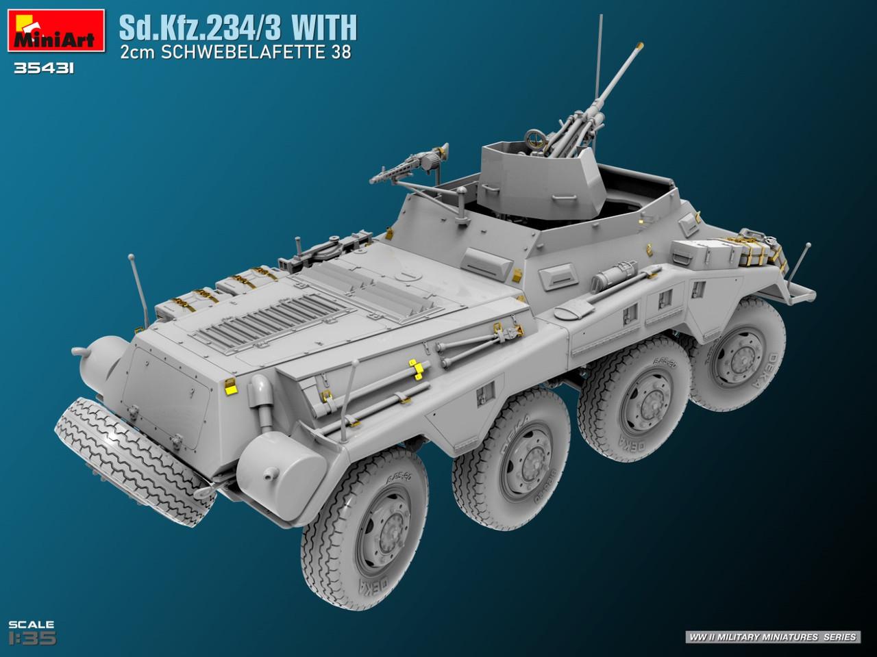 1/35 Miniart Sd.Kfz.234/3 SCHWERER PANZERSPAHWAGEN STUMMEL Plastic