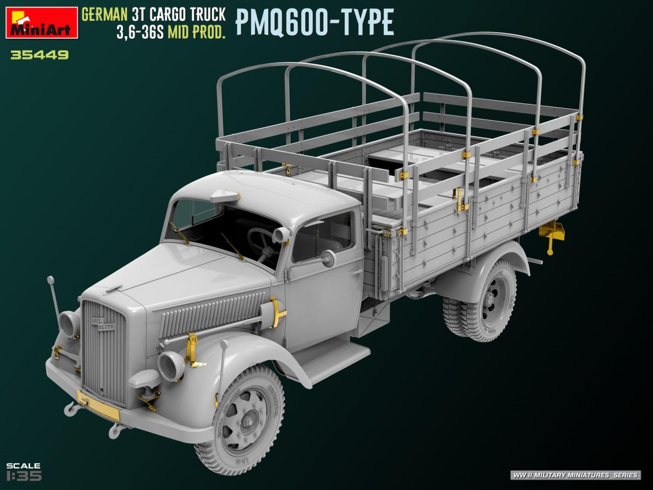 1/35 Miniart GERMAN 3T CARGO TRUCK 3.6-36S MID PROD. PMQ600-TYPE