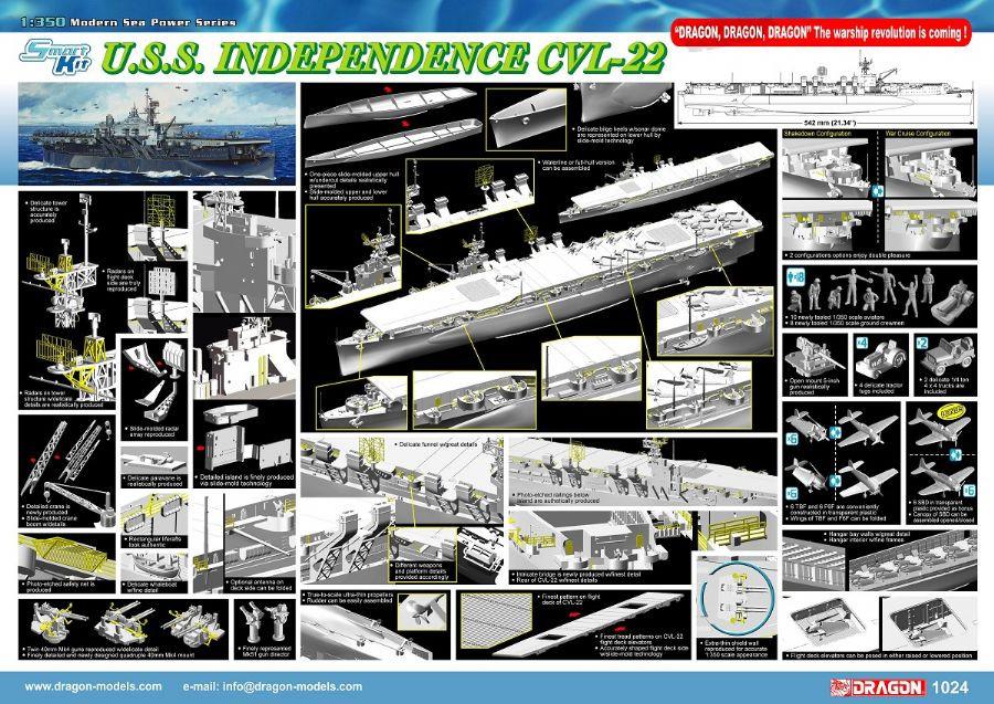 1/350 Dragon USS Independence CVL-22 Plastic Model Kit - Squadron.com